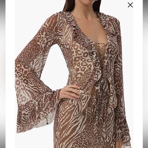 NWT AFRM Cadence Lace Up Long Sleeve Top